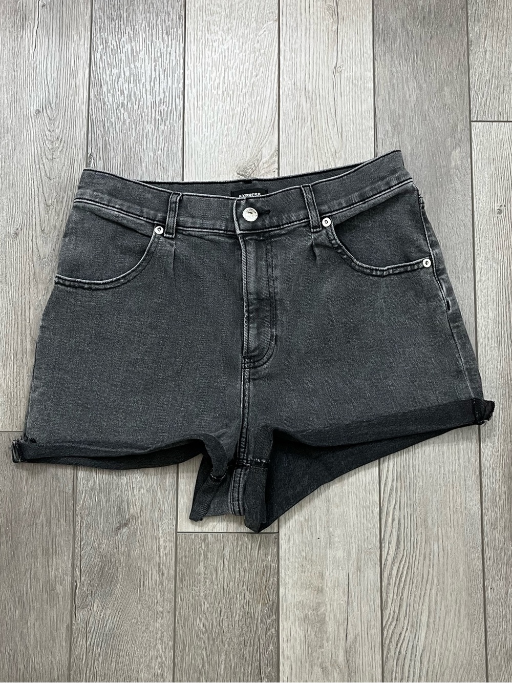 Express Women's Black Denim Jean Shorts Size 8 High Rise